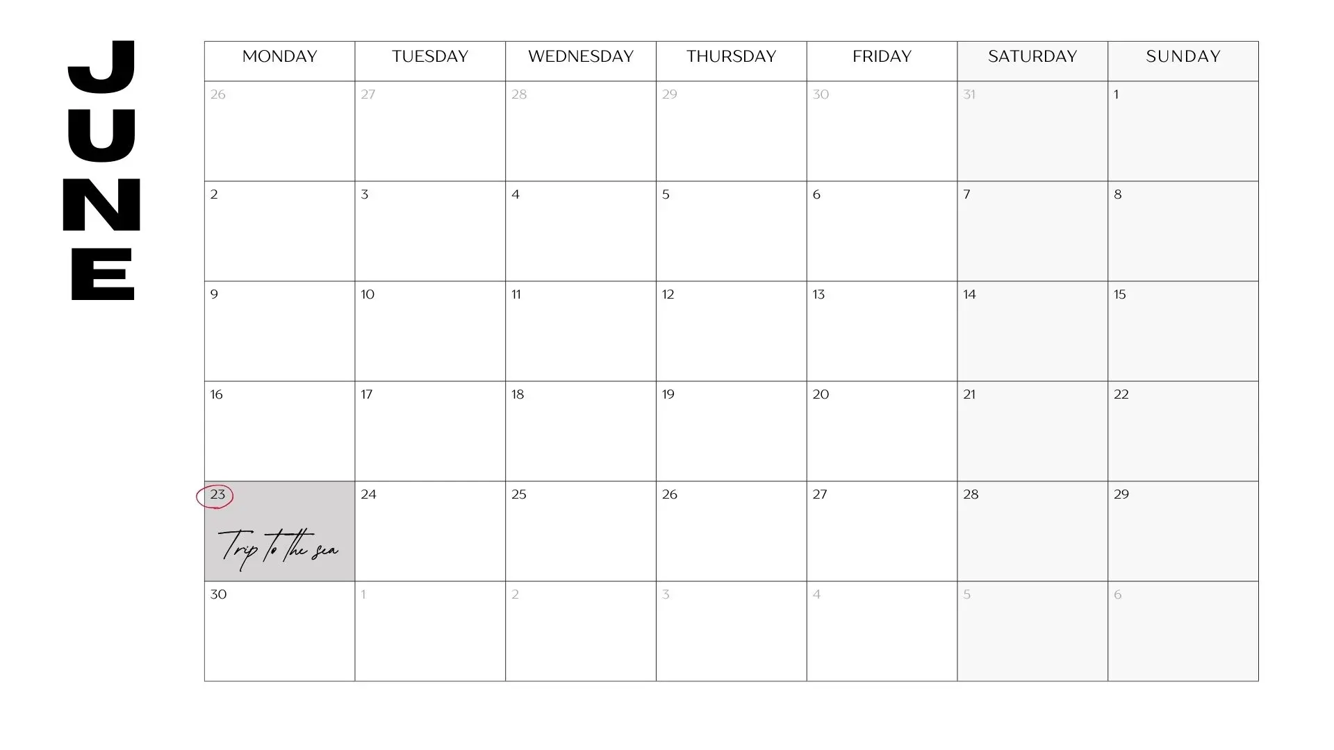 June 2025 Calendar Image